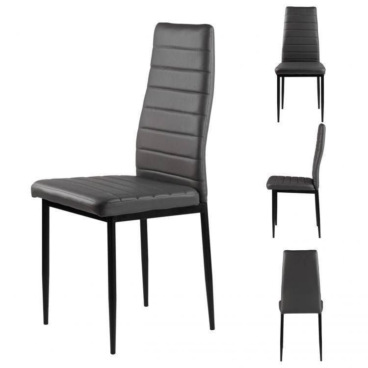 Onderhoudsvriendelijke Eetkamerstoelen - Set van 4 - Afwasbaar Kunstleer Grijs