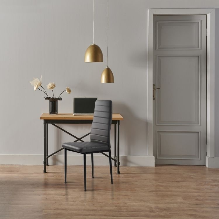 Onderhoudsvriendelijke Eetkamerstoelen - Set van 4 - Afwasbaar Kunstleer Grijs