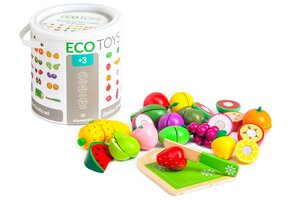 Duurzame Houten Fruit Speelset met Snijplank - Natuurlijk Keukenspeelgoed