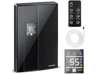 Compacte Luchtontvochtiger Berdsen - 38dB Stil - Grote 2L Tank - Zwart