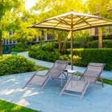 Luxe Verstelbare Tuinligstoel Set - 2 Ergonomische Stoelen met Bijzettafel - Grijs