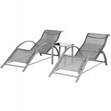 Luxe Verstelbare Tuinligstoel Set - 2 Ergonomische Stoelen met Bijzettafel - Grijs