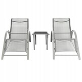 Luxe Verstelbare Tuinligstoel Set - 2 Ergonomische Stoelen met Bijzettafel - Grijs