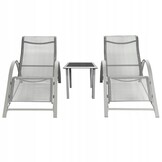Design Tuinset - 2 Moderne Ligstoelen met Tafel - Aluminium Frame - Grijs
