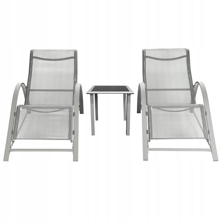 Premium Loungeset - 2 Ergonomische Tuinstoelen met Bijzettafel - Grijs