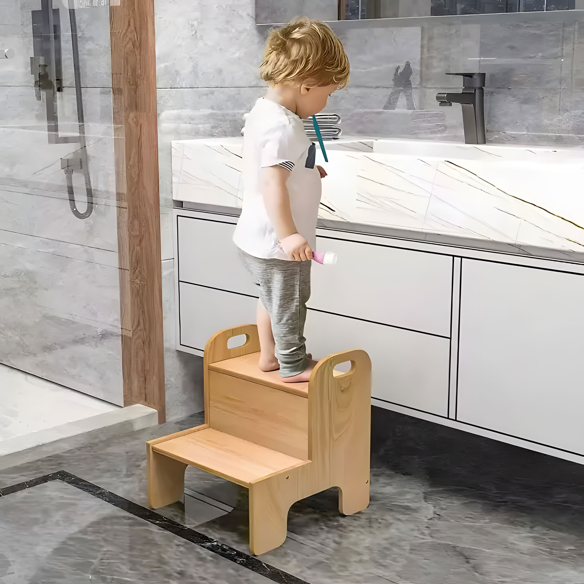 Veilige Kinderkeukentrap - Multiplex met Antislip - Afgeronde Randen