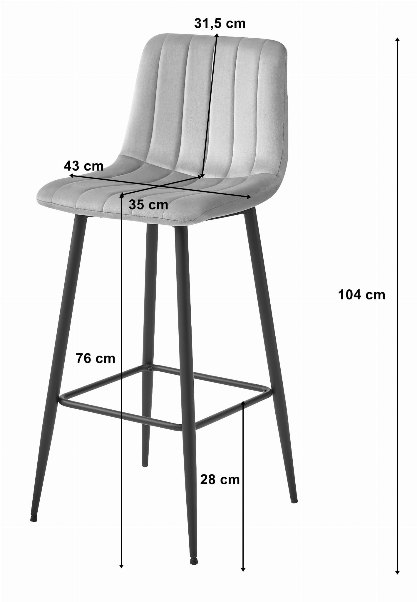Duurzame Barkruk - Stalen Frame - Zwart Fluweel