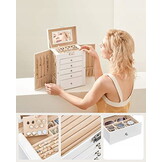 Decoratieve Witte Sieradenkast met Spiegel - Stijlvol Interieur