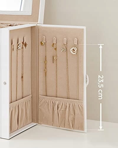 Elegante Witte Sieradencassette met Spiegel - Perfect Geschenk