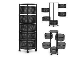 Multifunctioneel Trolleyrek - Keuken & Badkamer - Zwart Metaal