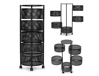 Multifunctioneel Trolleyrek - Keuken & Badkamer - Zwart Metaal