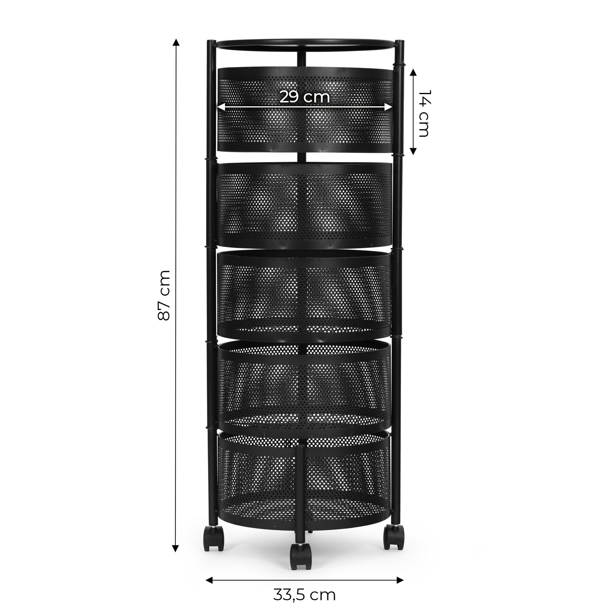 Multifunctioneel Trolleyrek - Keuken & Badkamer - Zwart Metaal