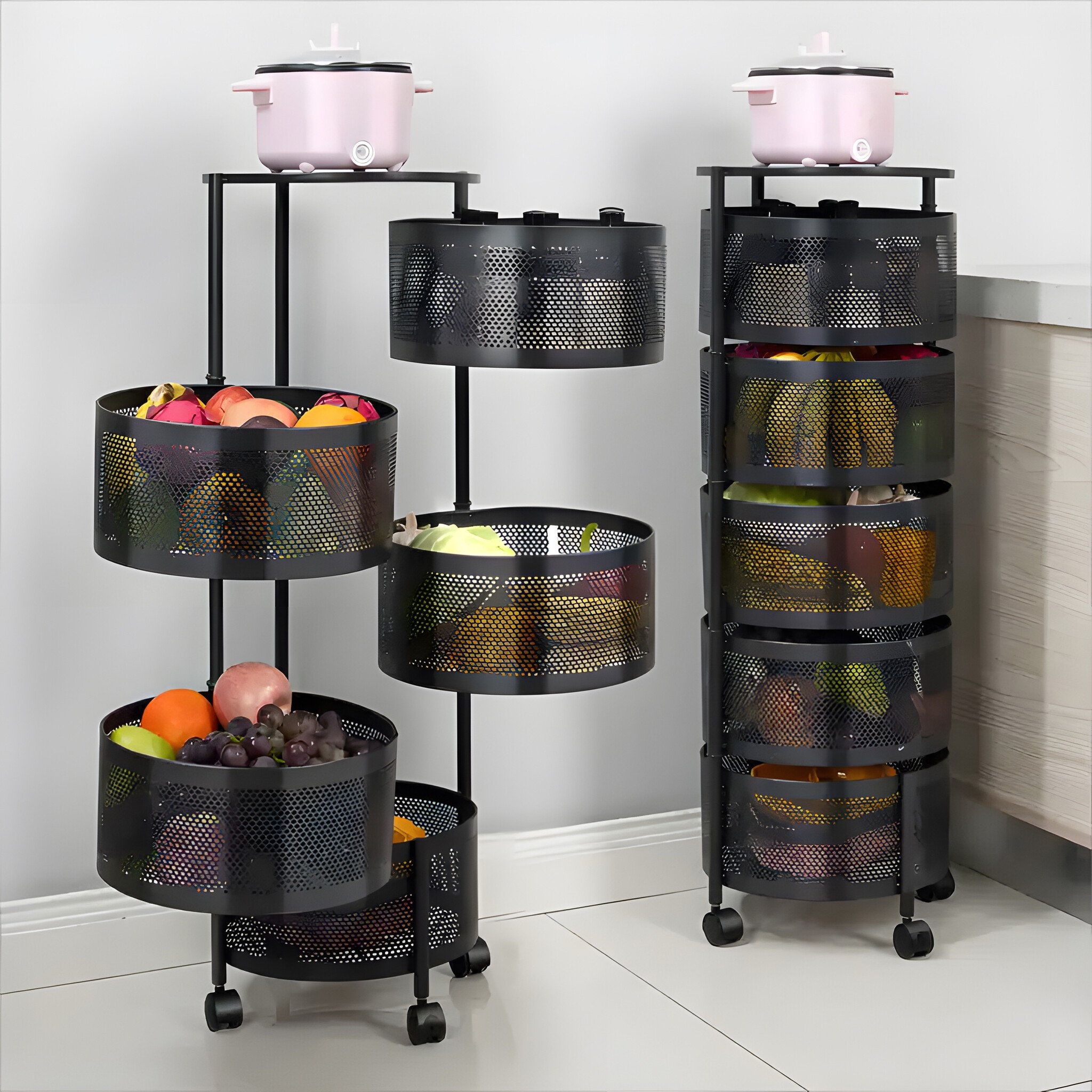 Multifunctioneel Trolleyrek - Keuken & Badkamer - Zwart Metaal