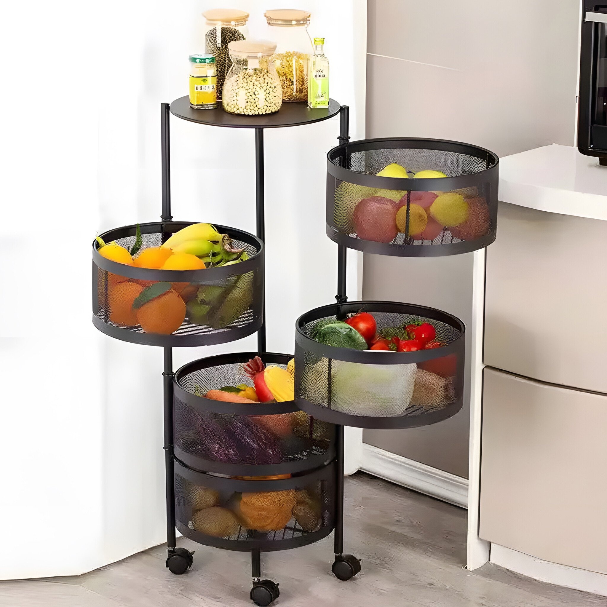 Multifunctioneel Trolleyrek - Keuken & Badkamer - Zwart Metaal