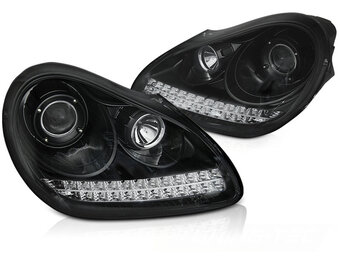 Porsche Cayenne Xenon Koplampen Set | Zwart LED Design 2002-2006
