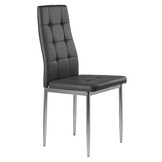 Design Eetkamerstoelen Set - 4 Moderne Stoelen - Grijs Kunstleer met Stiksel