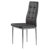 Design Eetkamerstoelen Set - 4 Moderne Stoelen - Grijs Kunstleer met Stiksel