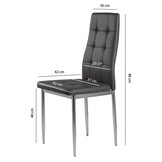 Design Eetkamerstoelen Set - 4 Moderne Stoelen - Grijs Kunstleer met Stiksel