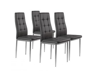Voordelige Eetkamer Stoelen Set - 4 Stuks - Modern Grijs Design