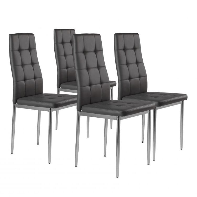 Voordelige Eetkamer Stoelen Set - 4 Stuks - Modern Grijs Design