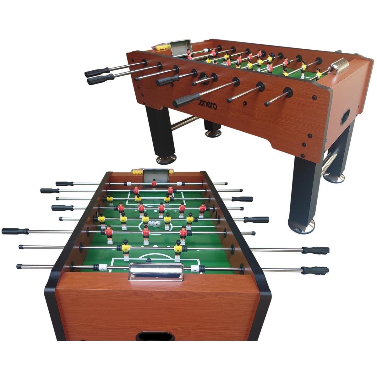 Design Voetbaltafel - Premium Houtlook - Verchroomde Details 140cm