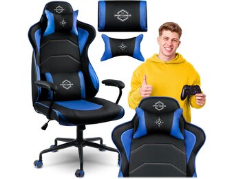 Premium Yasuo Bureaustoel - Ergonomisch Gaming Design - Grijs/Rood Eco-leder