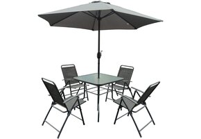 Comfort Tuinset - Ergonomische Stoelen - Gehard Glas - Parasol 250cm