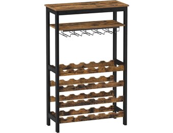 Luxe Wijnopslagrek voor Verzamelaars - 24 Flessen Bamboe/Staal