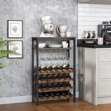 Luxe Wijnopslagrek voor Verzamelaars - 24 Flessen Bamboe/Staal