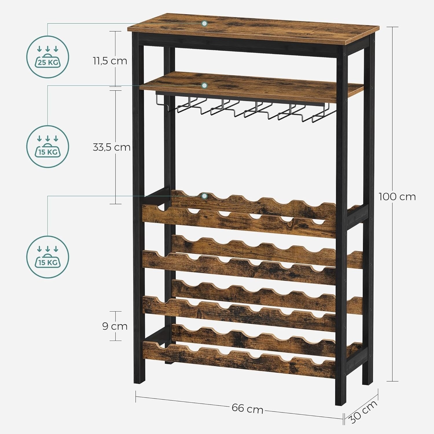 Professioneel Wijnflessenrek - Rustiek Design - 24 Flessen Capaciteit