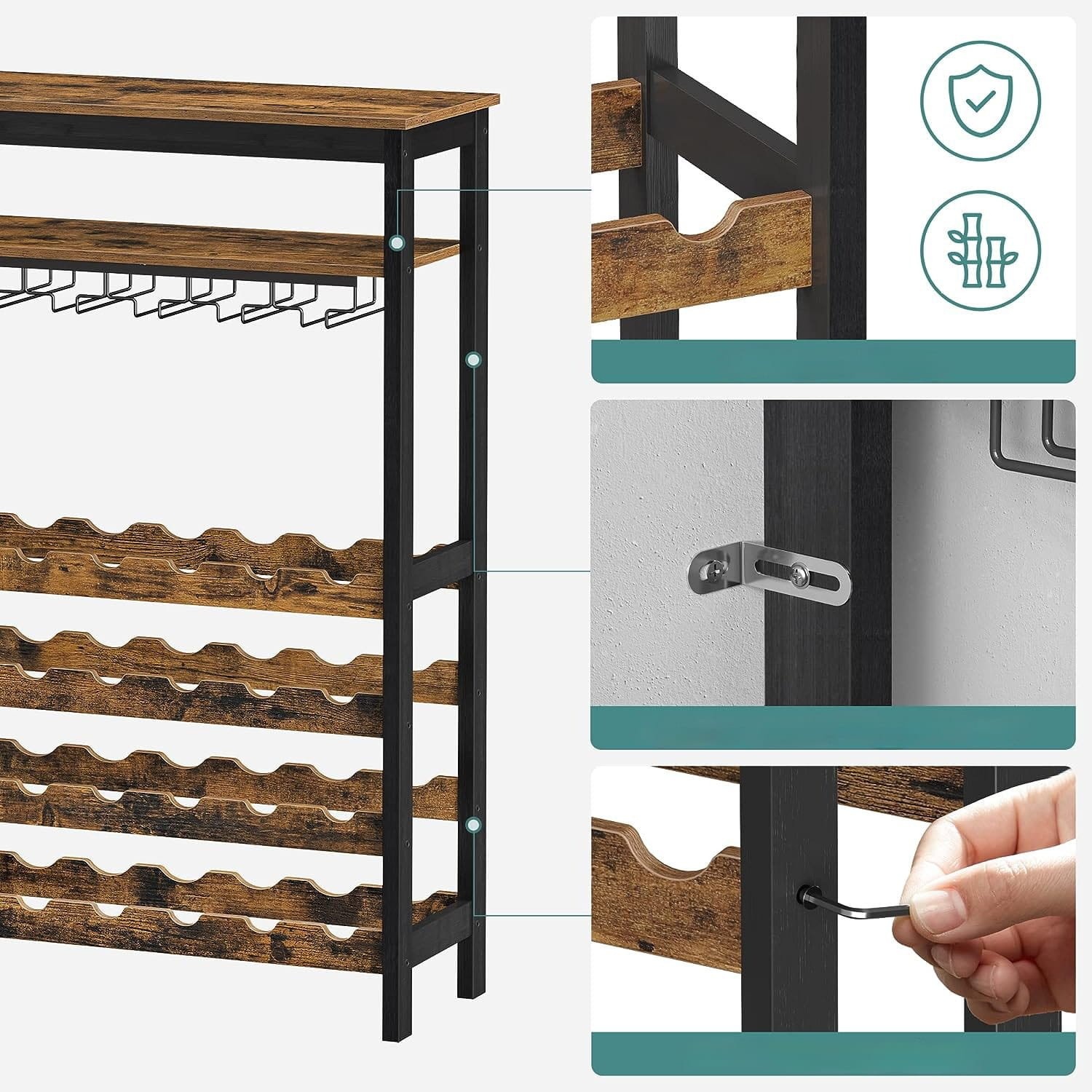 Professioneel Wijnflessenrek - Rustiek Design - 24 Flessen Capaciteit