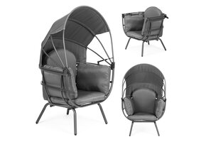 Design Loungestoel met Verstelbare Zonneluifel - Luxe Tuincomfort