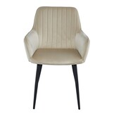 Duurzame Eetkamerstoelen - 2 Stuks Velvet - Zwart Metalen Frame