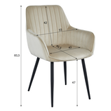 Duurzame Eetkamerstoelen - 2 Stuks Velvet - Zwart Metalen Frame