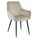 Moderne Velvet Stoelen Set - Beige Eetkamerstoelen met Armleuning