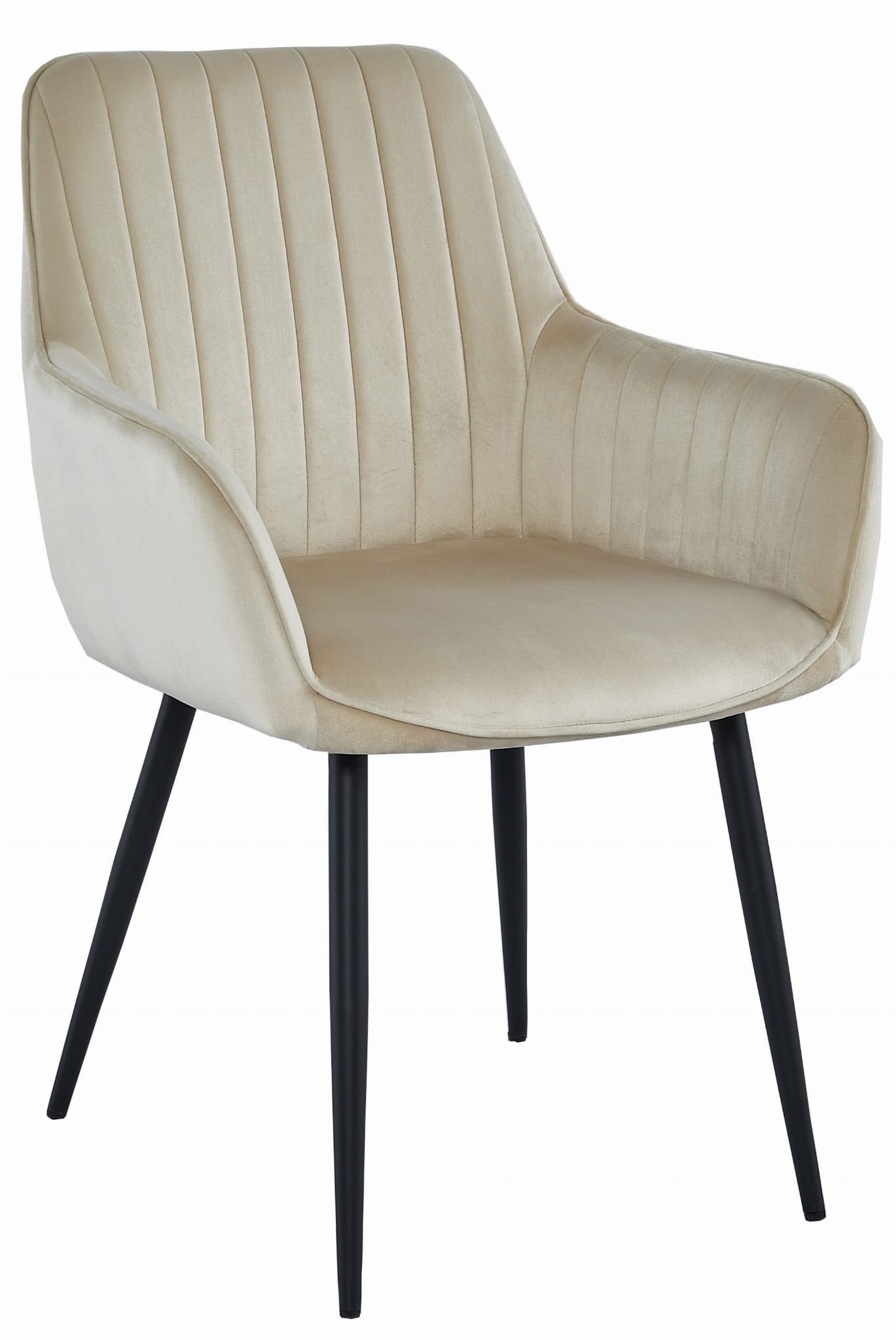 Moderne Velvet Stoelen Set - Beige Eetkamerstoelen met Armleuning