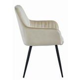 Moderne Velvet Stoelen Set - Beige Eetkamerstoelen met Armleuning
