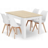 Moderne Eethoek Sonoma Eiken - Compacte 120cm Tafel met 4 Design Stoelen