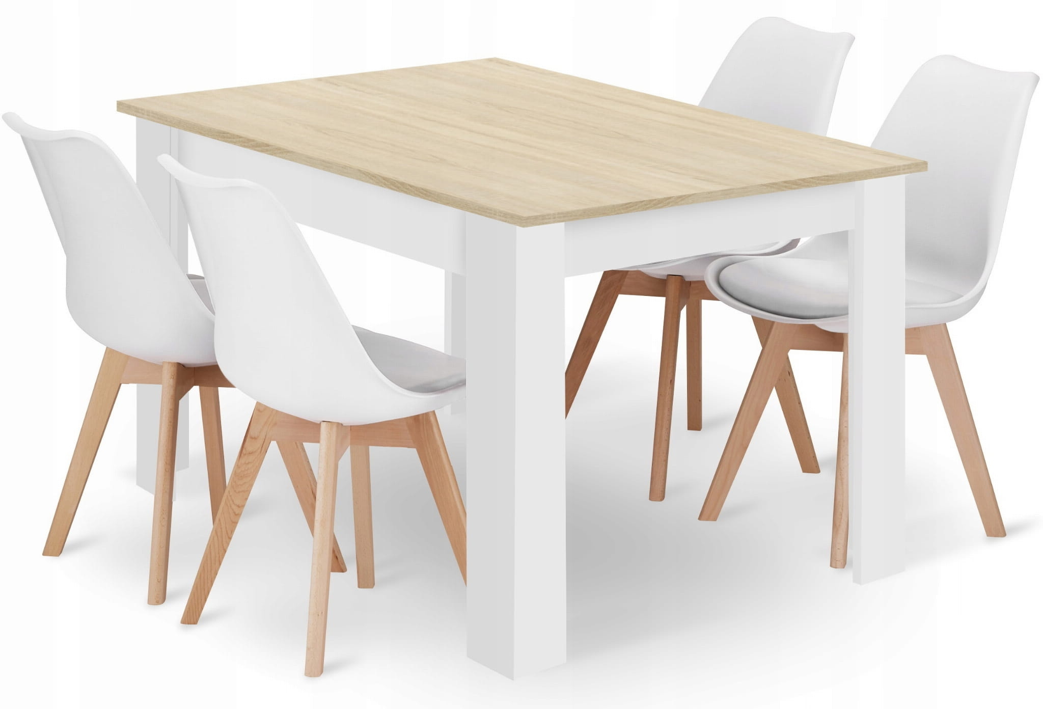 Praktische Eetkamerset 120x80 - Onderhoudsvriendelijke Tafel met Witte Stoelen