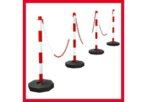 Verkeerspaaltje - 90 cm hoog - rood-wit - vulbare basis