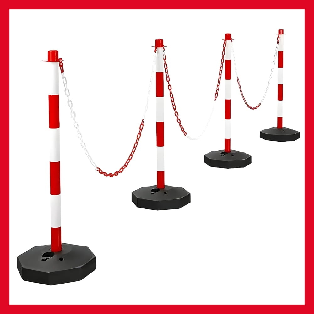 Verkeerspaaltje - 90 cm hoog - rood-wit - vulbare basis