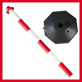 Verkeerspaaltje - 90 cm hoog - rood-wit - vulbare basis