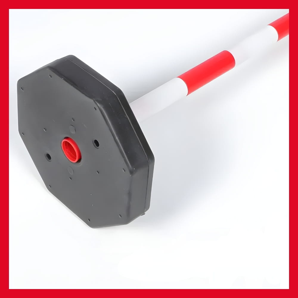 Verkeerspaaltje - 90 cm hoog - rood-wit - vulbare basis
