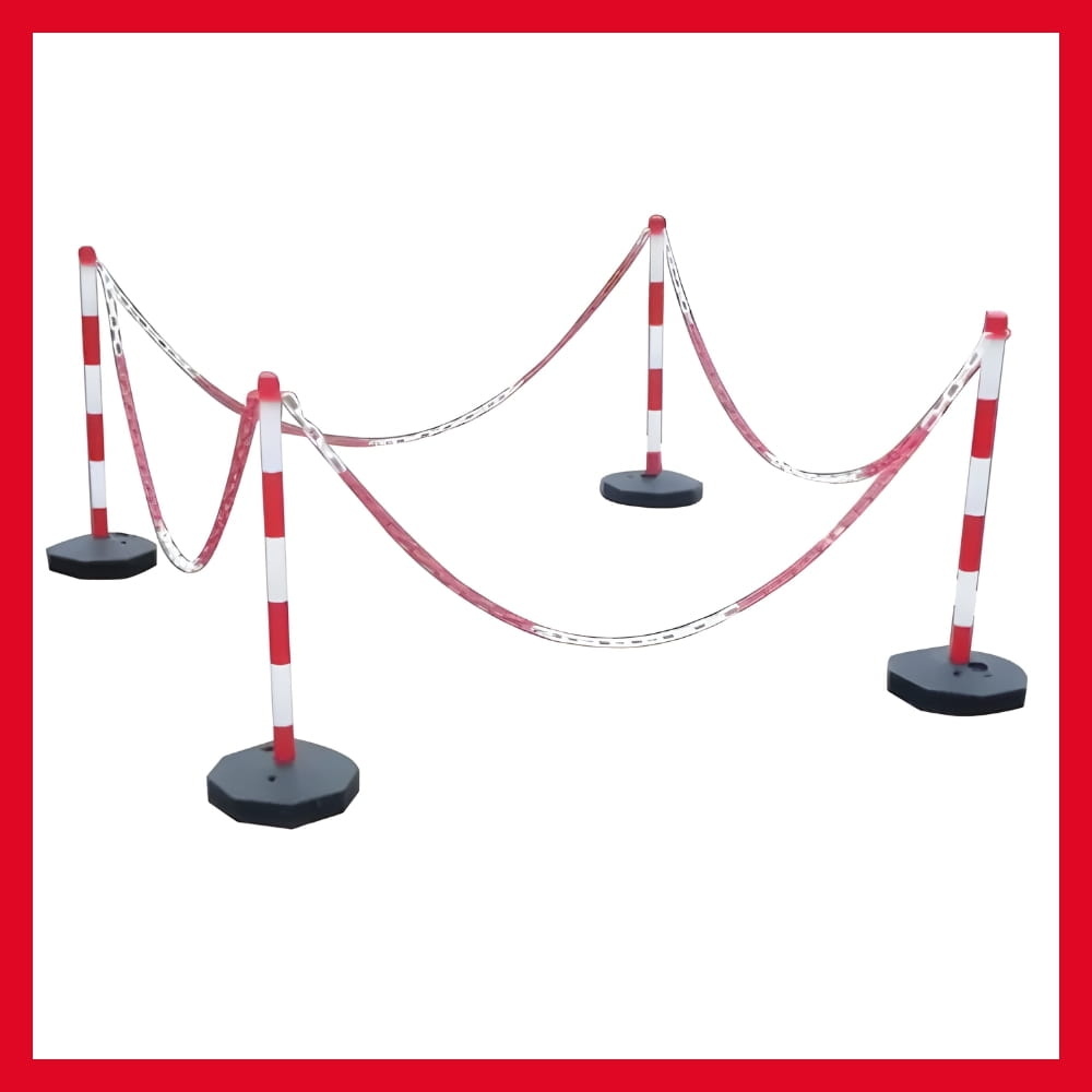 Verkeerspaaltje - 90 cm hoog - rood-wit - vulbare basis