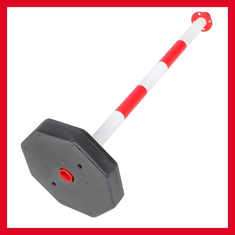 Verkeerspaaltje - 90 cm hoog - rood-wit - vulbare basis