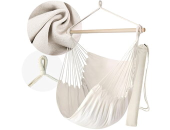 Hangstoel - hangmat - beige - 130x100 cm - inclusief hoes