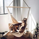 Hangstoel - hangmat - beige - 130x100 cm - inclusief hoes