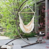 Hangstoel - hangmat - beige - 130x100 cm - inclusief hoes