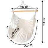 Hangstoel - hangmat - beige - 130x100 cm - inclusief hoes