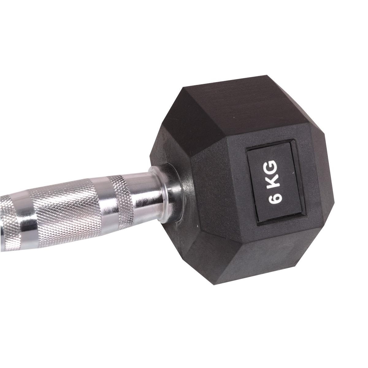 Hex dumbbell - 6 kg - antislip - geribbelde grip